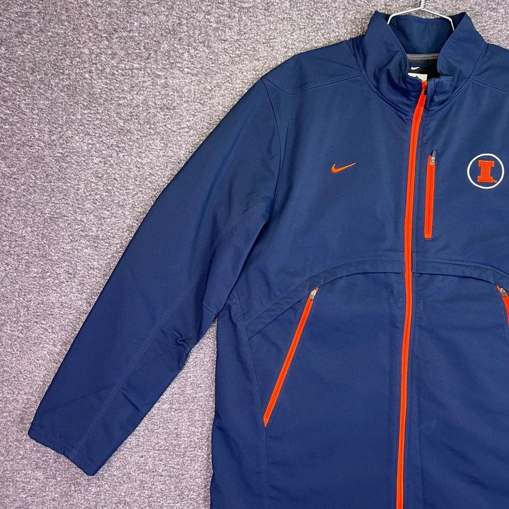 Nike Illinois Fighting Illini Jacket Mens L Navy Blue Softshell Sporty Casual